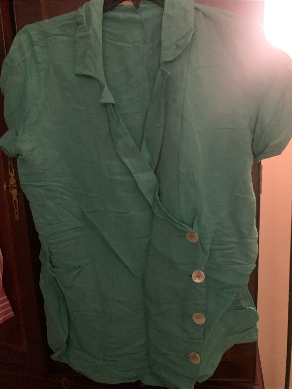 Show Me Your MuMu Teal Button-Front Short Sleeve Romper